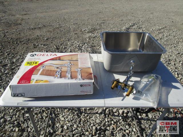 Stainless steel utility sink 15"x17.5", with Delta faucet *D