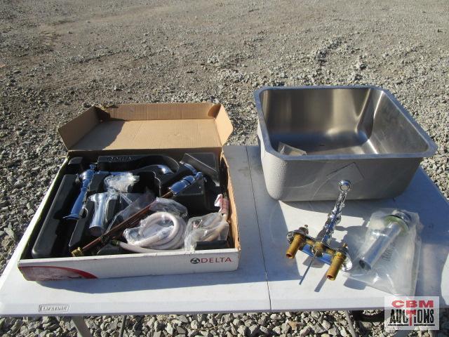 Stainless steel utility sink 15"x17.5", with Delta faucet *D