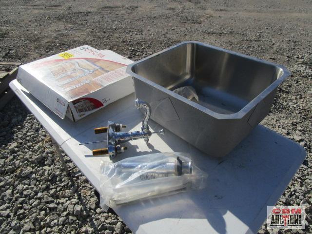 Stainless steel utility sink 15"x17.5", with Delta faucet *D