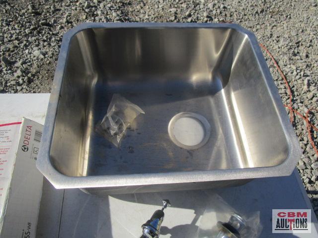 Stainless steel utility sink 15"x17.5", with Delta faucet *D