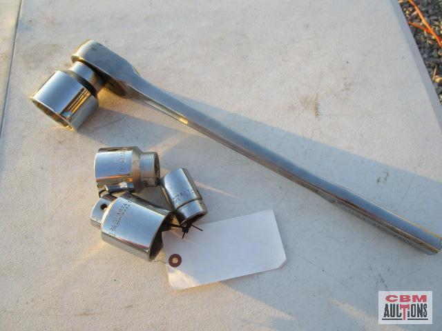 3/4" Craftsman ratchet with 1 1/8",1 3/4",1 5/8", 1 7/8" 12 point sockets *D