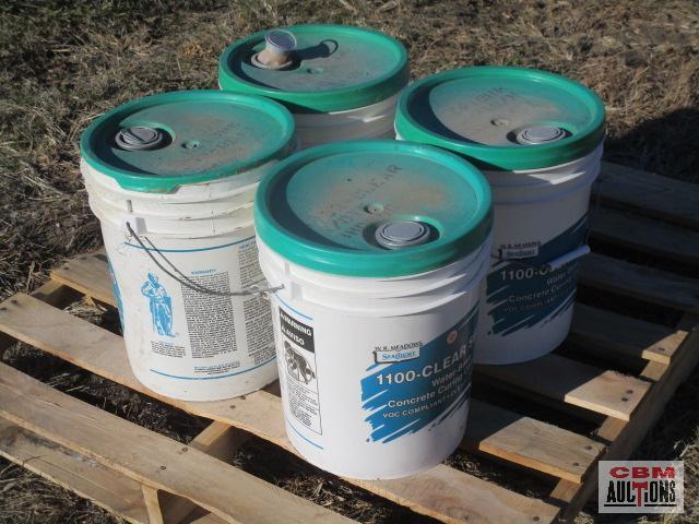 4- 5 gal buckets of 1100- clear series concrete cure 2 unopened and 2 opened dye added
