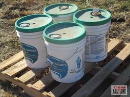 4- 5 gal buckets of 1100- clear series concrete cure 2 unopened and 2 opened dye added