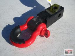 Red and black chain hook on receiver hitch shank, WLL5000KG