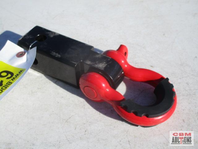 Red and black chain hook on receiver hitch shank, WLL5000KG