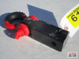 Red and black chain hook on receiver hitch shank, WLL5000KG