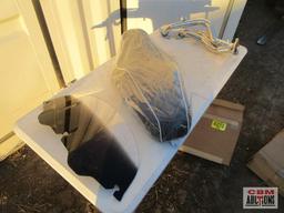 Motorcycle seat, windshield, and exhaust component
