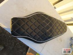 Motorcycle seat, windshield, and exhaust component
