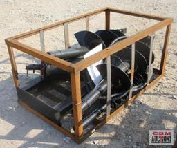 Mower King SSECAG-Y Skid Steer Hydraulic Post Hole Auger Drive & 6",12" & 14" Auger Bits (Unused) *1