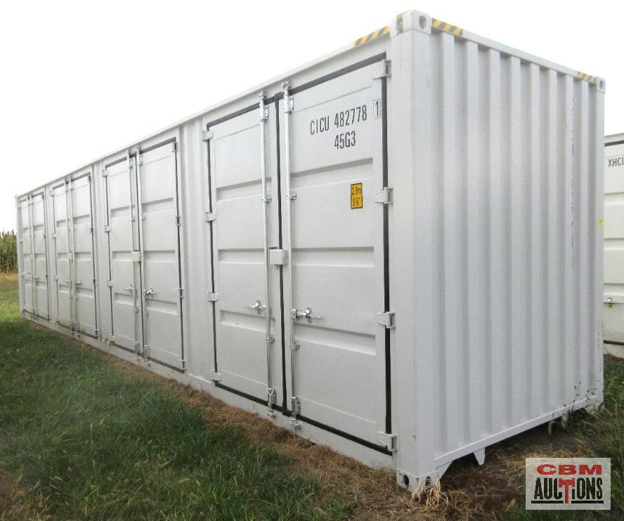 2023 40' Cargo Shipping Container 4- 92" Double Doors On The Side And Rear Doors, One Trip Use