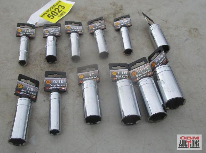 Performance Tool 1/2"-1 1/4" Deep Well Chrome Sockets 1/2" Drive *BLT