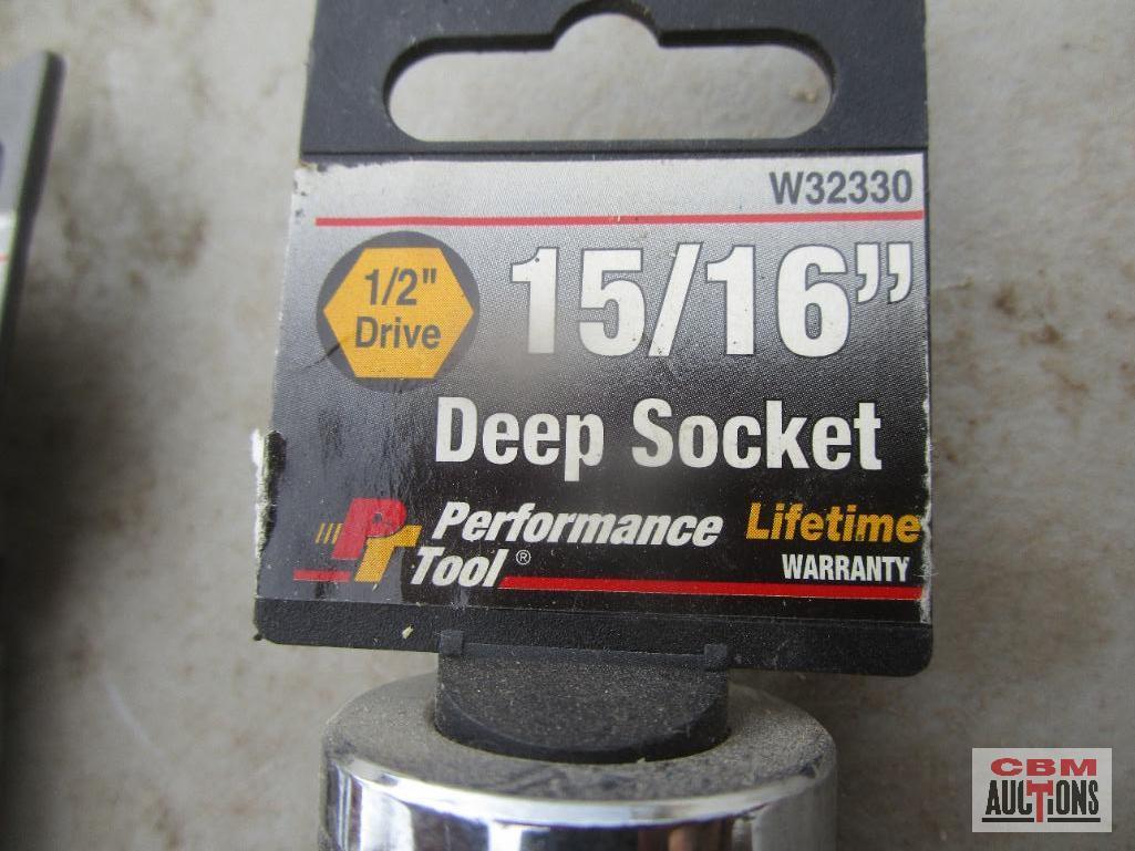 Performance Tool 1/2"-1 1/4" Deep Well Chrome Sockets 1/2" Drive *BLT