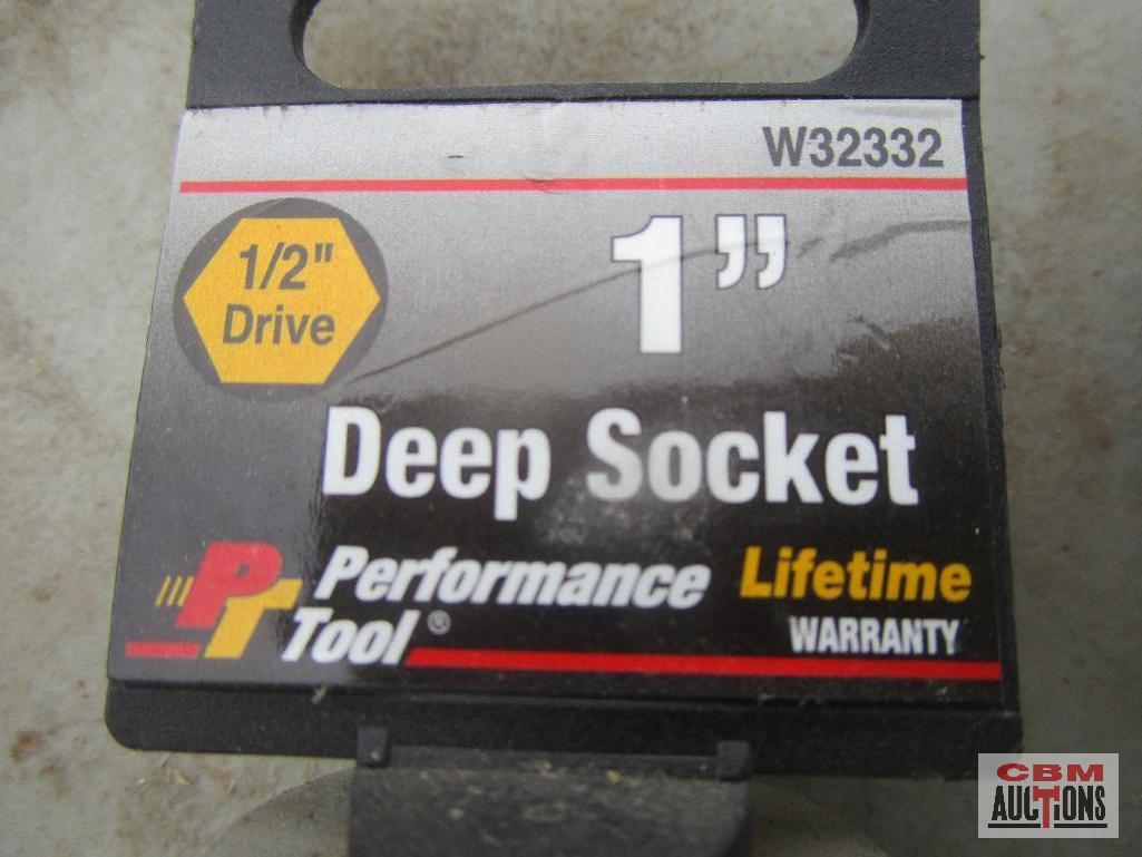 Performance Tool 1/2"-1 1/4" Deep Well Chrome Sockets 1/2" Drive *BLT