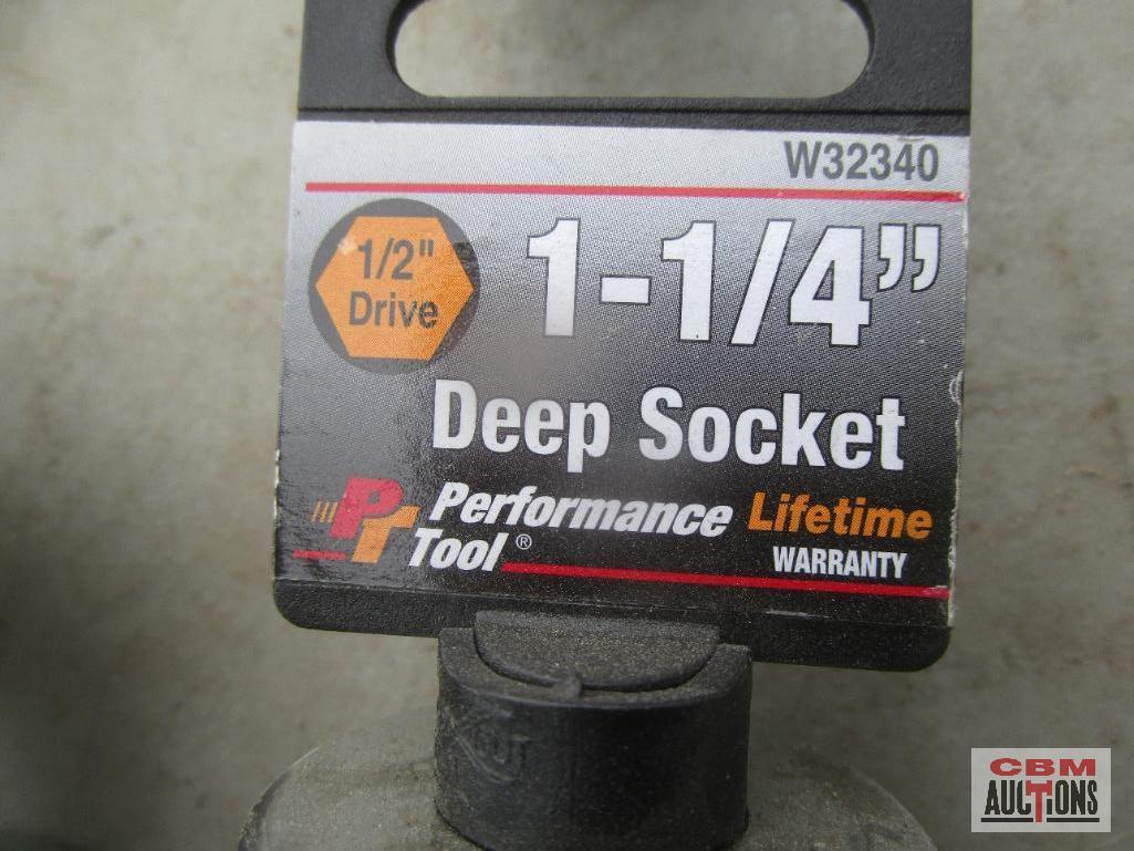Performance Tool 1/2"-1 1/4" Deep Well Chrome Sockets 1/2" Drive *BLT
