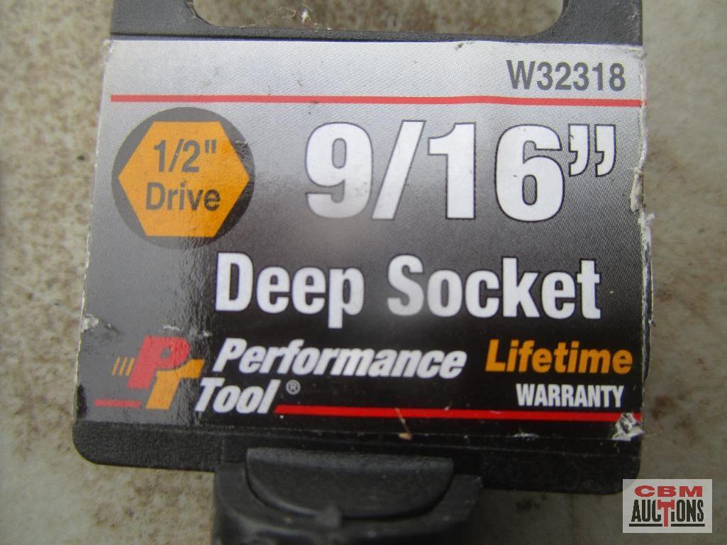 Performance Tool 1/2"-1 1/4" Deep Well Chrome Sockets 1/2" Drive *BLT