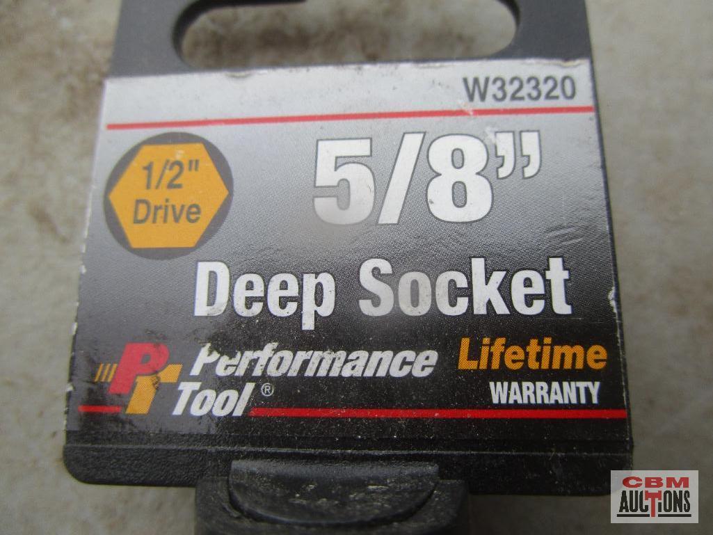 Performance Tool 1/2"-1 1/4" Deep Well Chrome Sockets 1/2" Drive *BLT