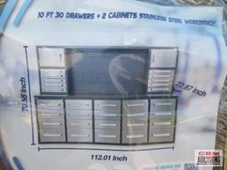 Steelman 10' H10FT-30D Work Bench with 30 Drawers, 2 Cabinets Drawers With Lock And Anti-Slip Mats,