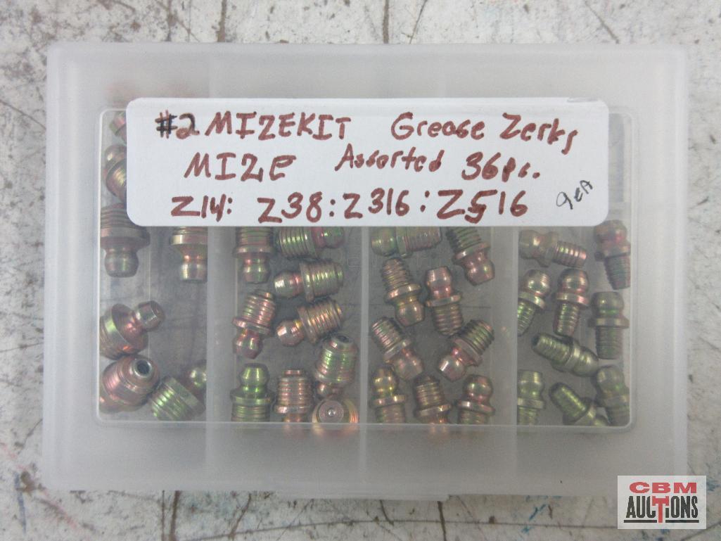 Mize Grease Zerk Assortment w/ Storage Case - 36 (+/-) Z14 Z38 Z316 Z516 *DRM ...