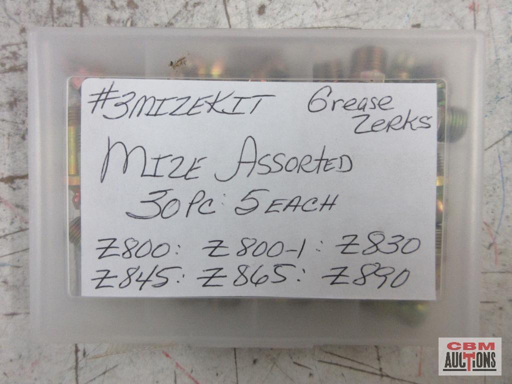 Mize Grease Zerk Assortment w/ Storage Case - 30 (+/-) Z800 Z845 Z800-1 Z865 Z830 Z890 *DRM
