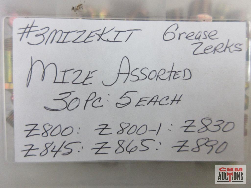 Mize Grease Zerk Assortment w/ Storage Case - 30 (+/-) Z800 Z845 Z800-1 Z865 Z830 Z890 *DRM