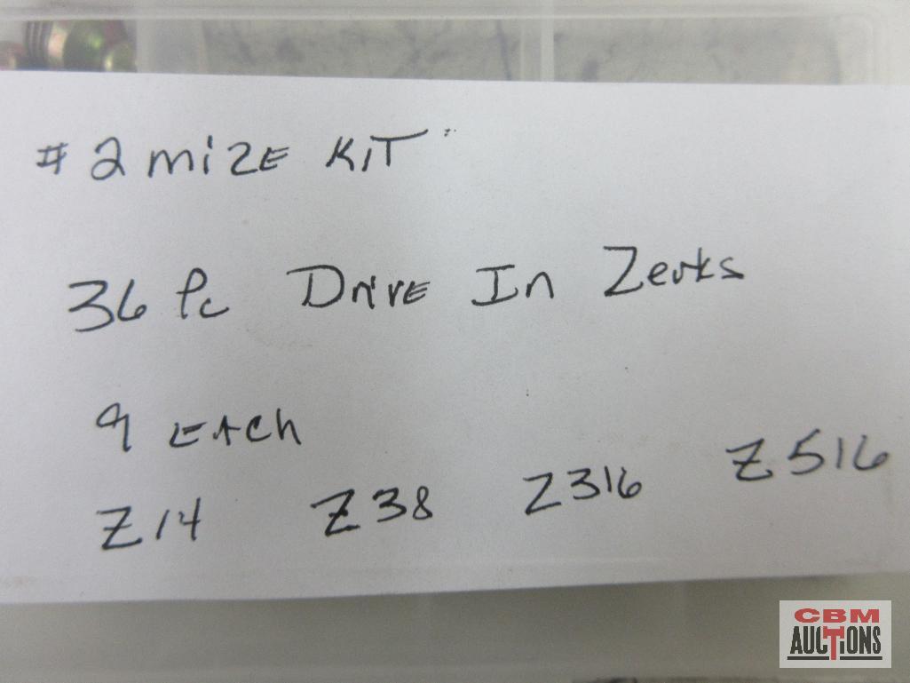 Mize Grease Zerk Assortment w/ Storage Case - 36 (+/-) Z14 Z38 Z316 Z516 *DRM