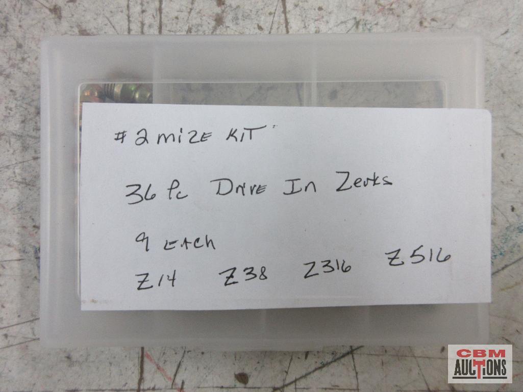 Mize Grease Zerk Assortment w/ Storage Case - 36 (+/-) Z14 Z38 Z316 Z516 *DRM