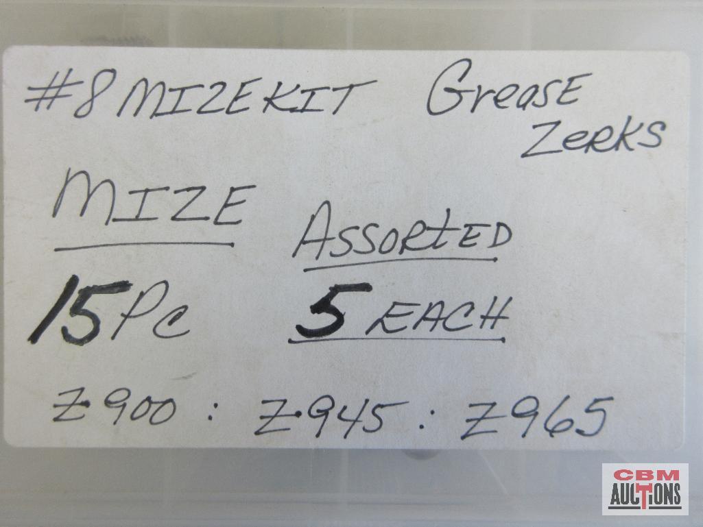 Mize Grease Zerk Assortment w/ Storage Case - 15 (+/-) Z900 Z945 Z965 *DRM