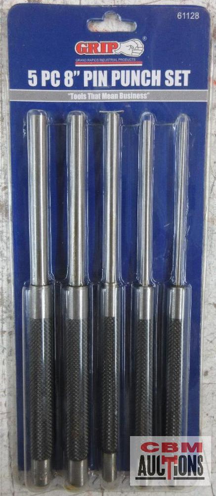 Grip 61128 5pc 8" Pin Punch Set 1/8", 3/16", 1/4", 5/16", 3/8"