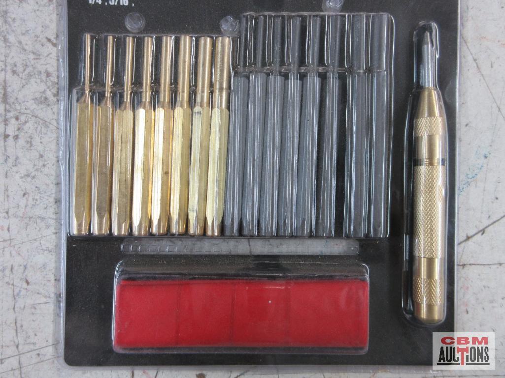 Grip 61118 18pc Brass & Steel Punch Set w/ Vinyl Storage Pouch Sizes: 1/16"-1/16"