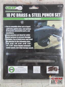 Grip 61118 18pc Brass & Steel Punch Set w/ Vinyl Storage Pouch Sizes: 1/16"-1/16"