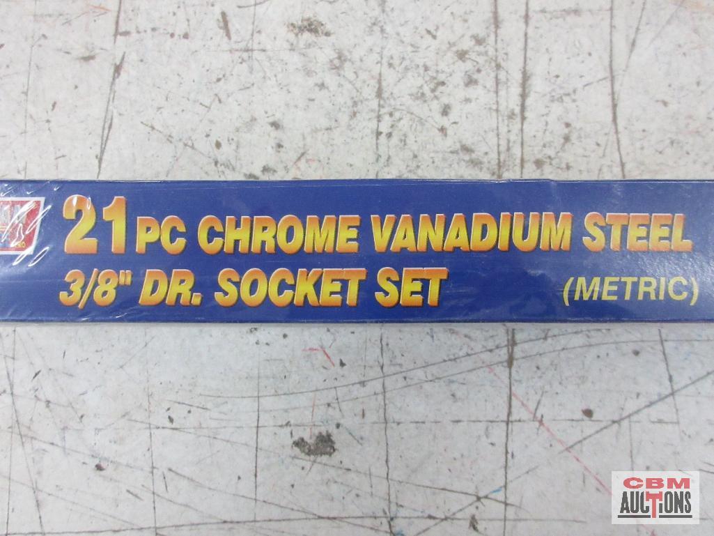 American Tool Exchange 50088 21pc Chrome Vanadium Steel 3/8" Drive Metric Socket Set (9mm-19mm) w/