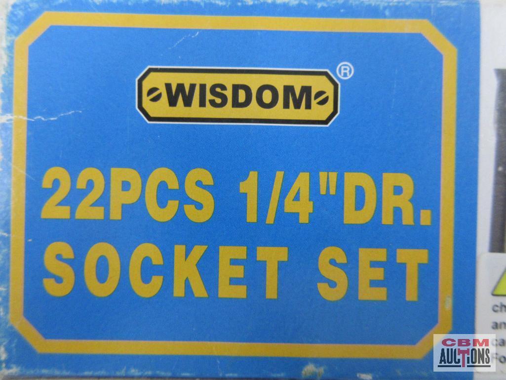 Wisdom 12-SK2214M-2 21pc 1/4" Dr. Socket Set w/ Metal Storage Case Deep Sockets 5.5mm - 11mm Shallow