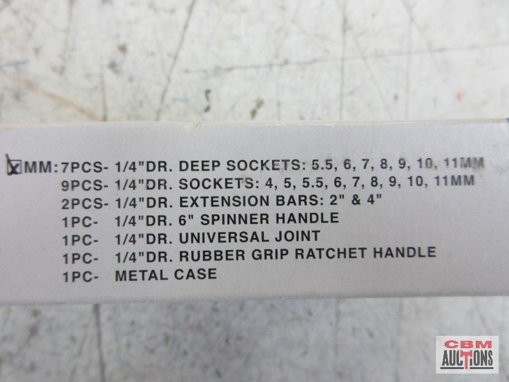 Wisdom 12-SK2214M-2 21pc 1/4" Dr. Socket Set w/ Metal Storage Case Deep Sockets 5.5mm - 11mm Shallow