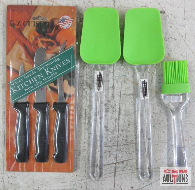 E-Z Cuisine Kitchen Knives Green Basting Brush... Green Spatulas - Set of 2 ...