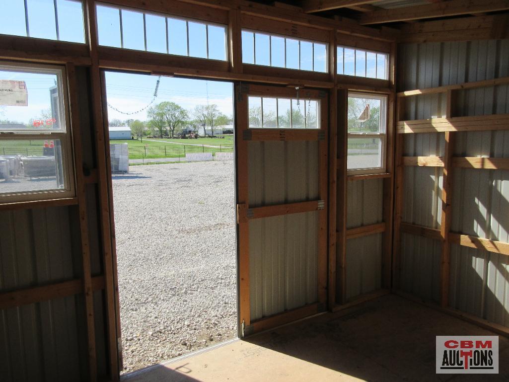 New 10'x12' Modern Style Garden Shed With Grey Metal, Treated Skids, Metals Screwed On, (Buyer Loads