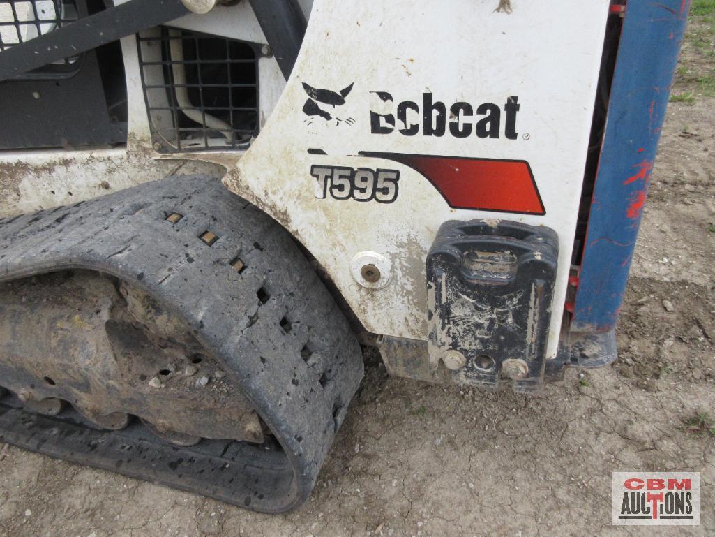 2018 Bobcat T595 Skid Steer Loader, Rubber Track, OROPS, 74hp Diesel, 2,103 Hrs, Foot Controls,