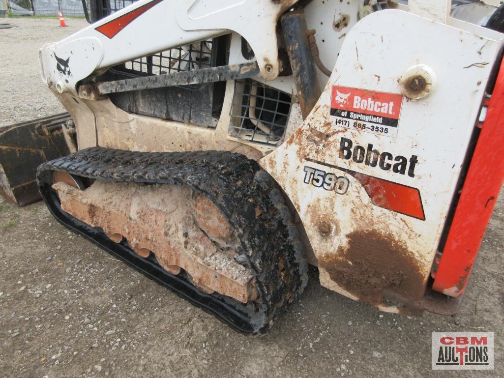 2017 Bobcat T590 Skid Steer Loader, Rubber Track, OROPS, 66hp Diesel, 2,558 Hrs, Foot Controls, Aux