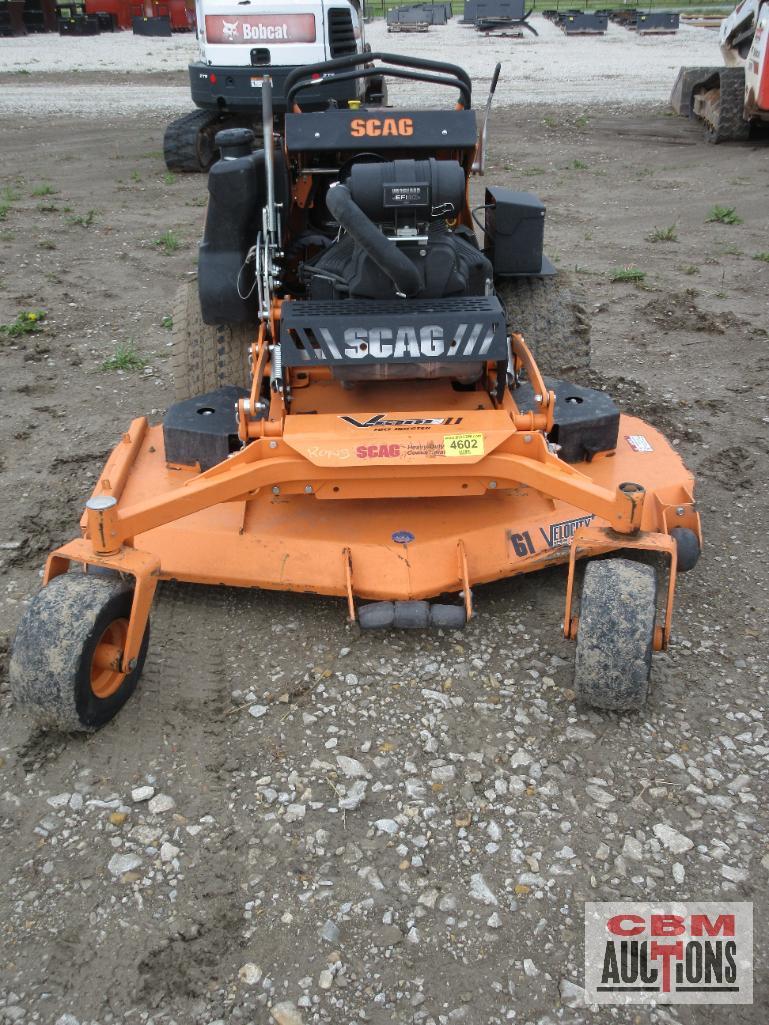 Scag V Ride II Stand On Mower, Vanguard 37 Hp Fuel Injected, 947Hrs, 61" Velocity Plus Deck S# 0562
