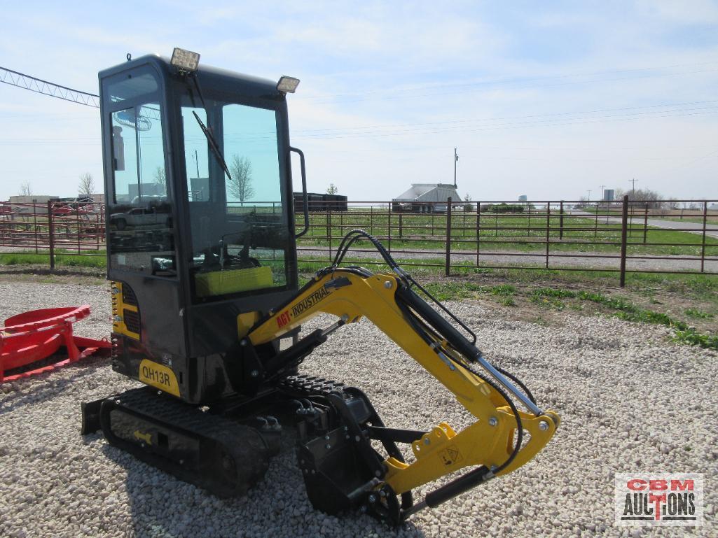 2024 AGROTK QH13R 1 Ton Mini Excavator With Enclosed Cab 420cc Gas Electric Start, 15" Bucket, 7"