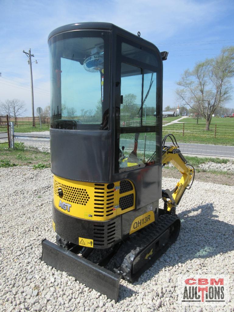 2024 AGROTK QH13R 1 Ton Mini Excavator With Enclosed Cab 420cc Gas Electric Start, 15" Bucket, 7"