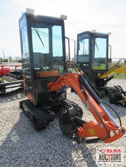 2024 AGROTK QH13R 1 Ton Mini Excavator With Enclosed Cab 420cc Gas Electric Start, 15" Bucket, 7"