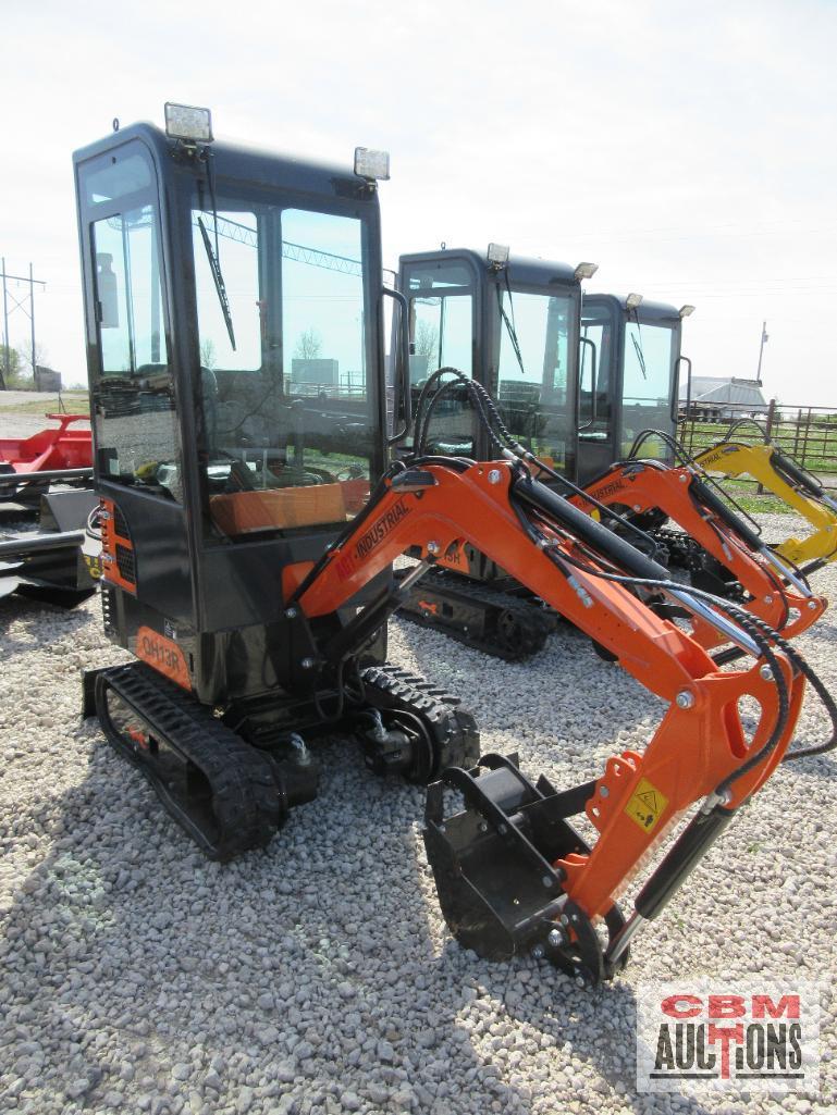 2024 AGROTK QH13R 1 Ton Mini Excavator With Enclosed Cab 420cc Gas Electric Start, 15" Bucket, 7"