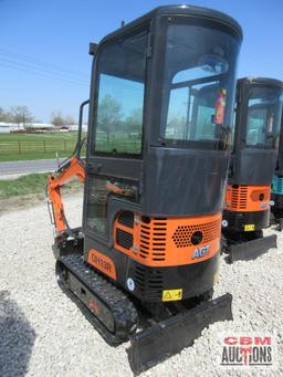 2024 AGROTK QH13R 1 Ton Mini Excavator With Enclosed Cab 420cc Gas Electric Start, 15" Bucket, 7"