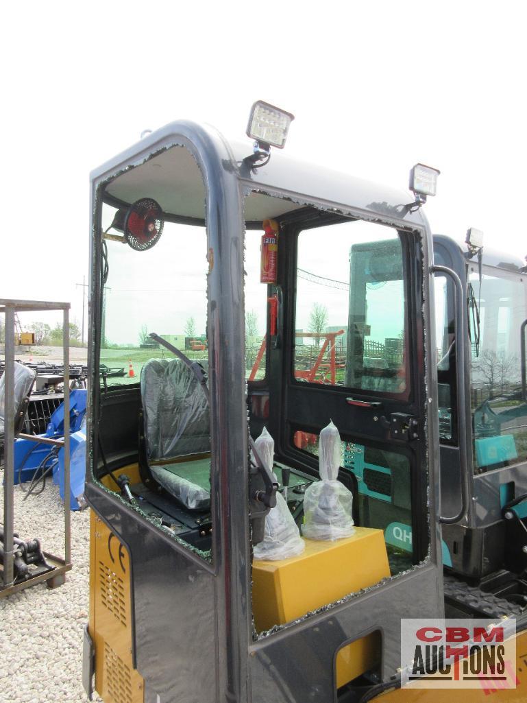 2023 AGROTK H13R 1 Ton Mini Excavator With Enclosed Cab 420cc Gas Electric Start, 15" Bucket,