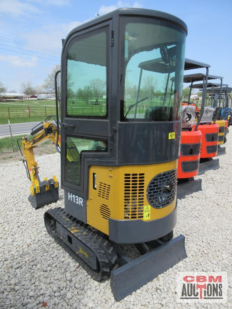 2023 AGROTK H13R 1 Ton Mini Excavator With Enclosed Cab 420cc Gas Electric Start, 15" Bucket,