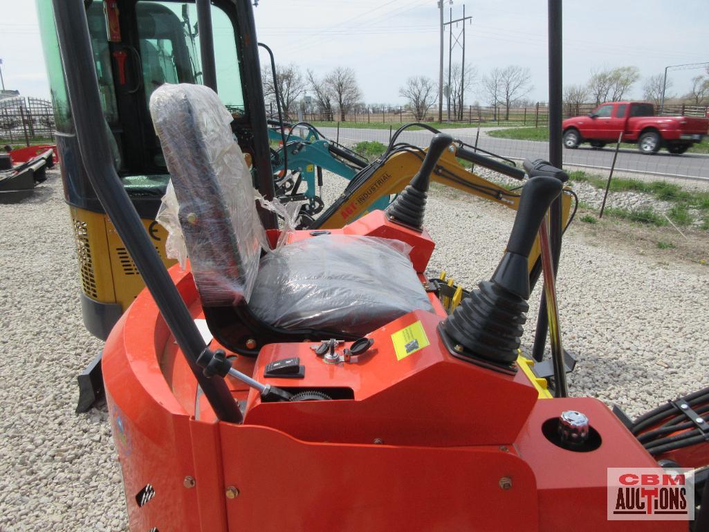 2023 AGROTK H15 1 Ton Mini Excavator 420cc Gas Electric Start, Open Station ROPS, 15" Bucket, 7"