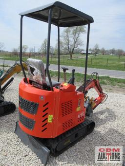 2023 AGROTK H15 1 Ton Mini Excavator 420cc Gas Electric Start, Open Station ROPS, 15" Bucket, 7"