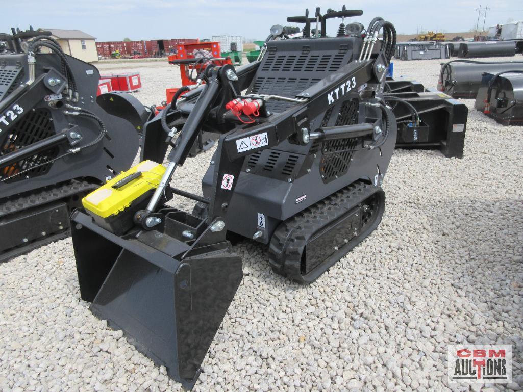 AGT KTT23 Mini Skid Steer Track Loader, 739cc Engine, Rubber Tracks, Quick Attach 32" Smooth Bucket,