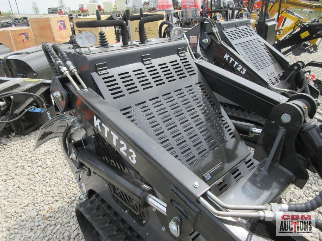 AGT KTT23 Mini Skid Steer Track Loader, 739cc Engine, Rubber Tracks, Quick Attach 32" Smooth Bucket,