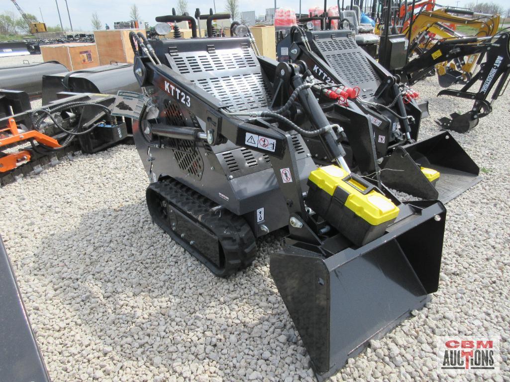 AGT KTT23 Mini Skid Steer Track Loader, 739cc Engine, Rubber Tracks, Quick Attach 32" Smooth Bucket,